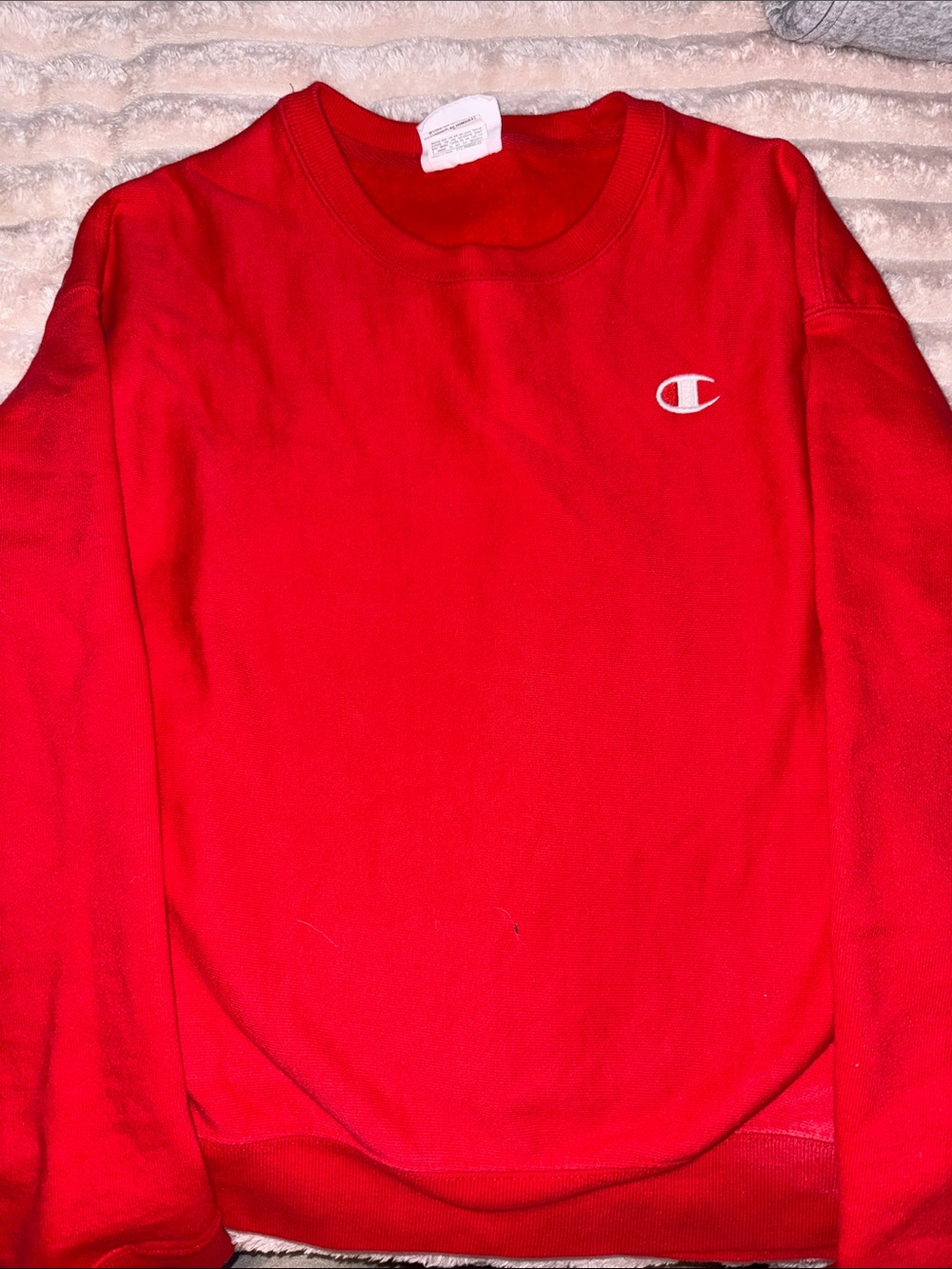 Champion Bright Red Pullover Sweatshirt with Embroidered Logo